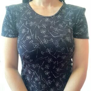 Vintage 90s Molly Malloy Black Martini Cocktail Print Maxi Dress Size 8